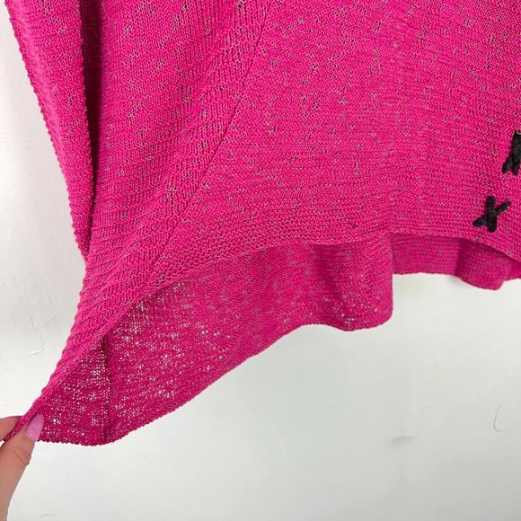 NWT NIC+ZOE Crossstitch Sweater Pink Lace Up Size Medium M NEW - Picture 7 of 13